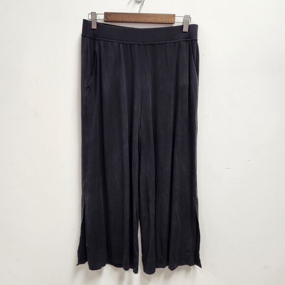 Eileen Fisher Womens Wide Leg Pull On Pants Sz S Ankle Tencel Black Capsule - Picture 1 of 12